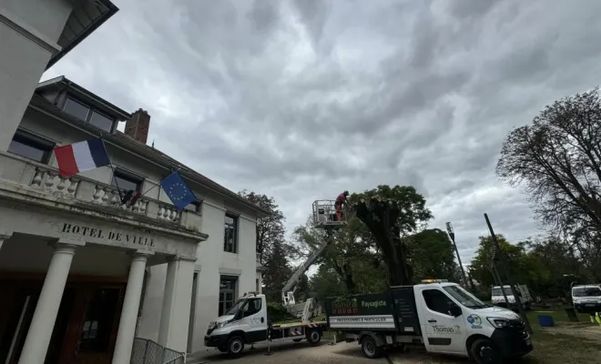 Abattage d'arbre suite à une tempête près de Bourgoin